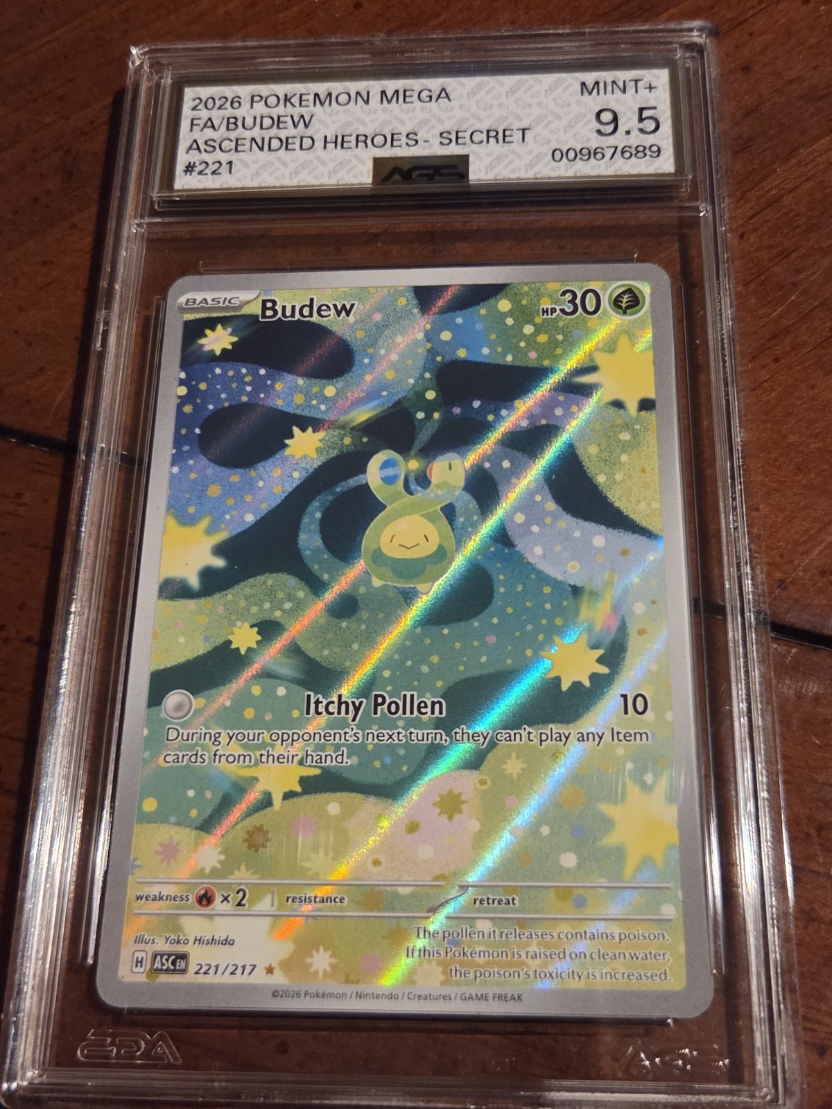 2026 POKEMON ASCENDED HEROES ILLUSTRATION RARE 221 BUDEW AGS 9.5 Psa Cgc Bgs Tag