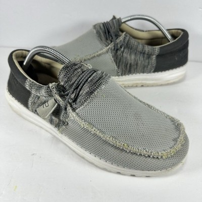Hey Dude Wally Sox Funk Slate Men's Size 10 Grey Loafers Slip On Shoes