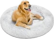 Donut Dog Bed Faux Fur Fluffy Calming Sofa for Large Dogs, Soft  Plush anti Anx