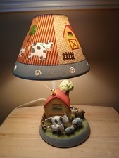 Farm Barn Animals Tabletop Nursery Lamp with Shade
