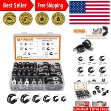 Complete 52-Piece Stainless Steel Rubber Cushioned Pipe Clamp Set for All Uses