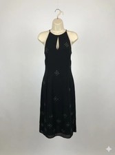 Vintage Next Black Y2K Style Halterneck Style Midi Dress & Sequin Detail Size 14