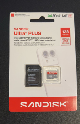 SanDisk Ultra PLUS 128GB microSDXC UHS-I A1 Full HD Card w/ Adapter