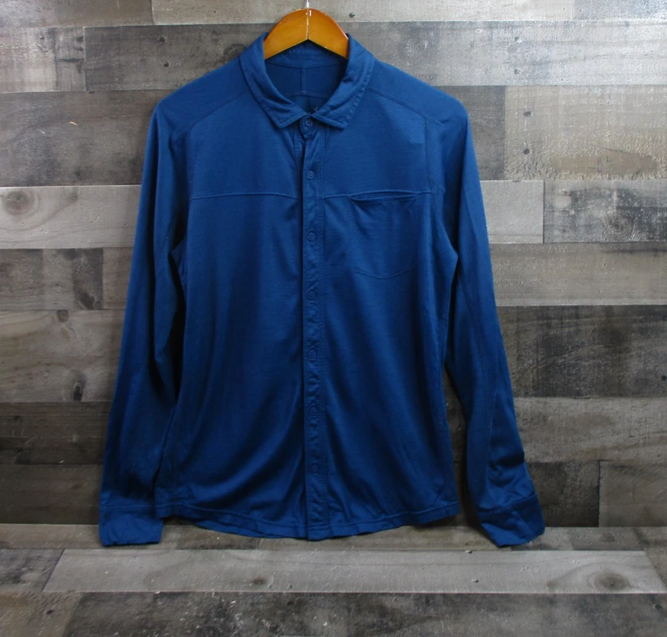 Smartwool Shirt Mens Small Blue Merino 150 Long Sleeve Button Down Performance - Image 2 of 4