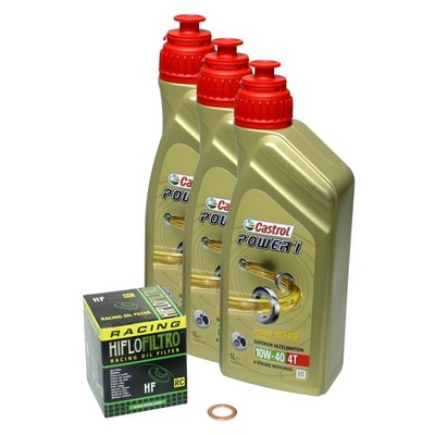 Kawasaki ZX12R Ninja, ZXT20A; Castrol Power1 10w40 Öl; HiFlo Racing Ölfilter Set