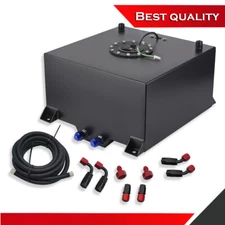 Aluminum 10 Gallon Black Fuel Cell Gas Tank w/ Fuel Sender & 12' Fuel line Kit