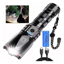 1PC Super Bright Spotlight Flashlight TYPE-C Charging LED Zoom Light Outdoor