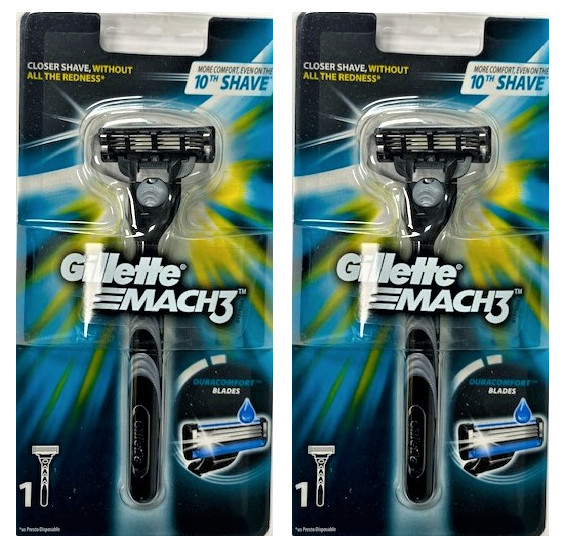 Gillette Mach3 Razor Handle - Holds all Mach3 and Venus Blades (2 Pack)