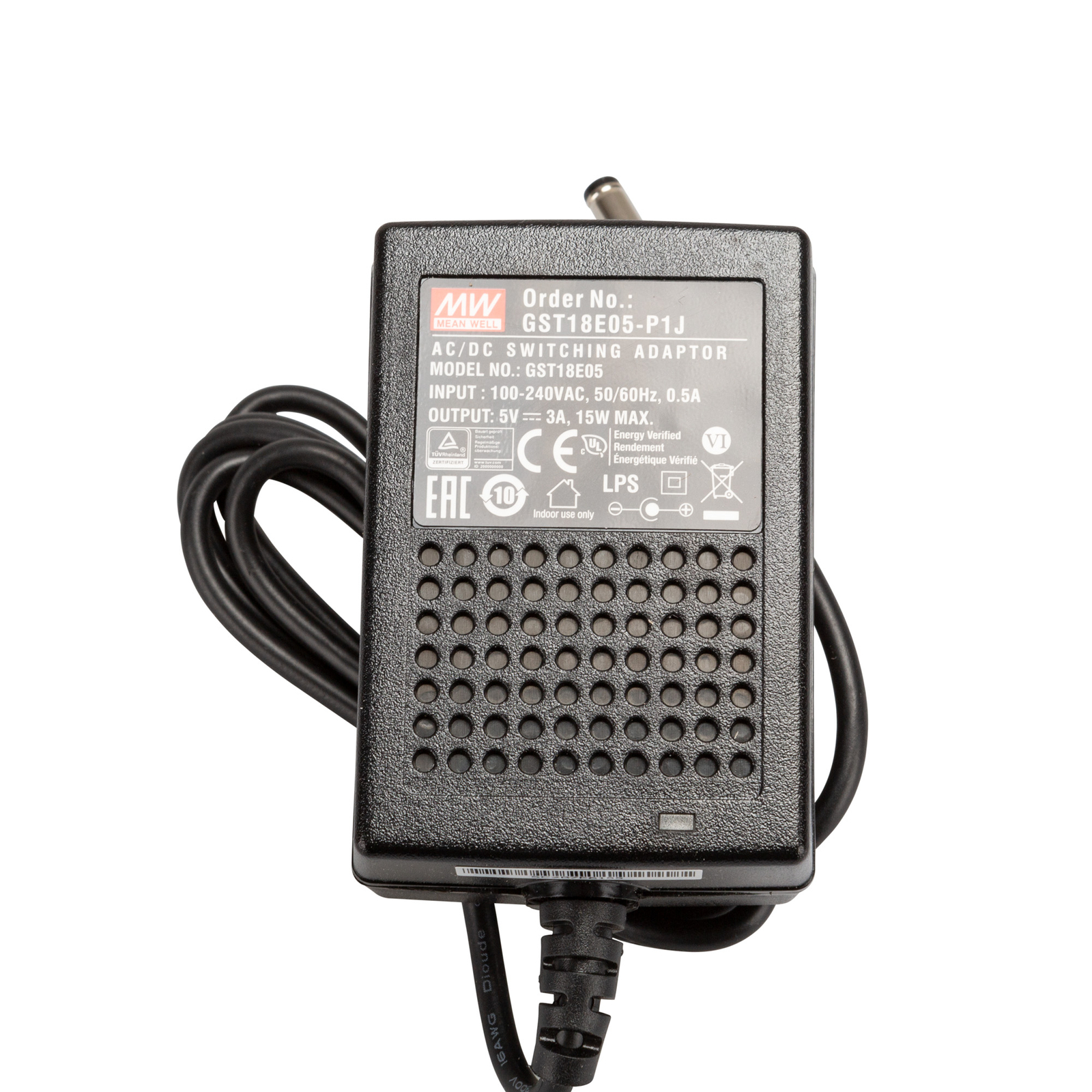 Mean Well GST18E Plug Power Supply 15...18W 15W 5V/3A ErP-2