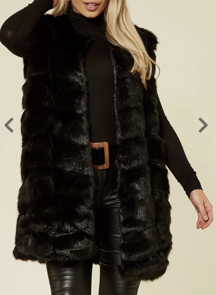 Black fur hotsell gilet size 18