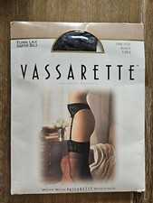 Rare Vassarette Floral Lace Garter Belt Only Black One Size No Stockings