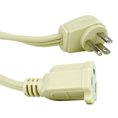 15 FT Indoor UL Wall Hugger Household Appliance Power Extension Cord FREE SHIP