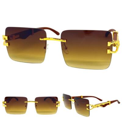 Mens CLASSY Elegant Modern Retro Hip Hop Style SUN GLASSES Gold Frame Honey Lens
