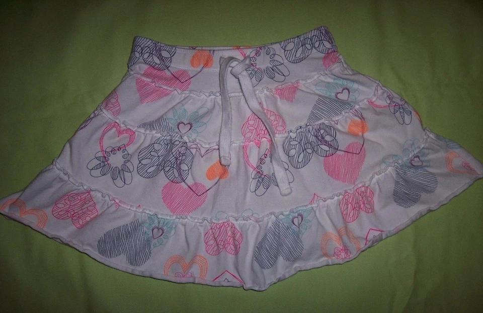 Adorable Antigua Falda de Verano Azul Marino Blanco 4 Capas Volantes - Flores Corazones Talla XS/5 Foto 2 de 4