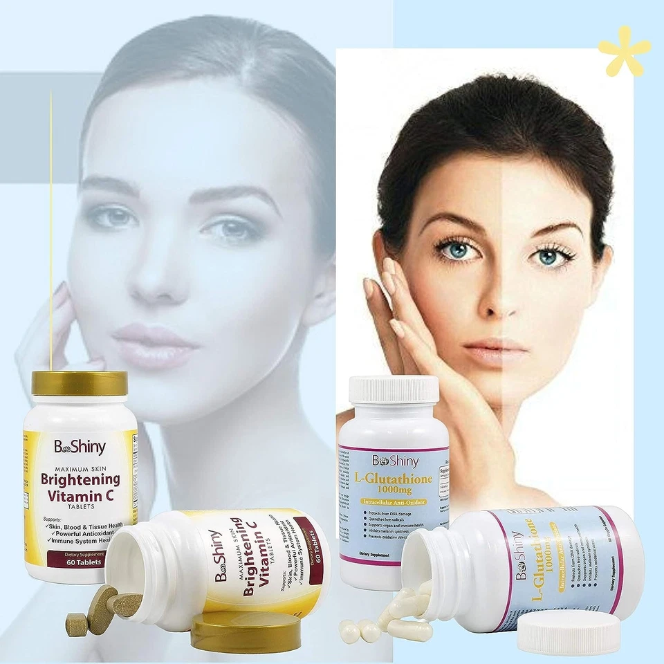 BeShiny Glutathione and Vitamin C 1000mg Skin Whitening Brightening Pills Set - Image 3 of 4