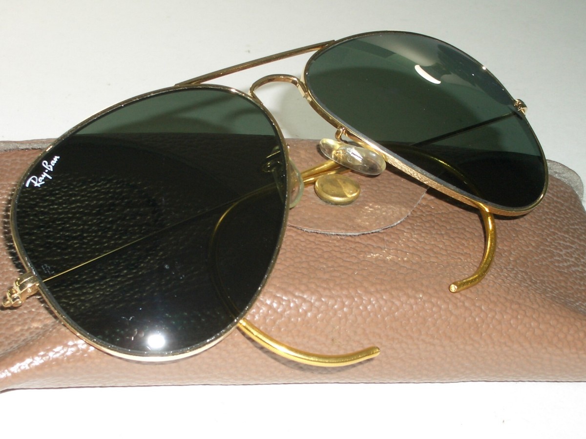 62[]14 VINTAGE B&L RAY BAN COIL WRAP-AROUNDs G15 GOLD-PLATED