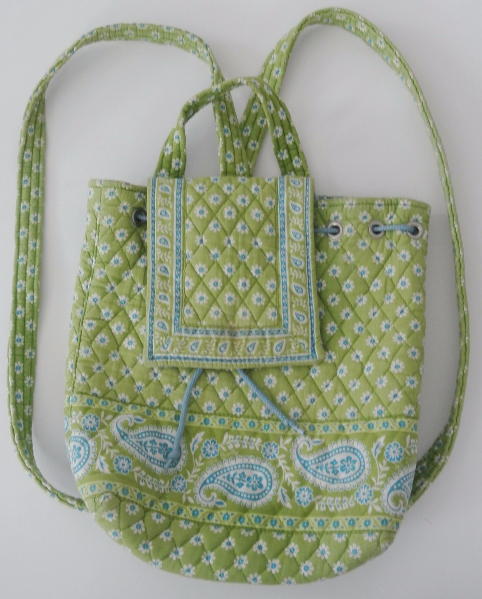 Green & Blue Paisley Print VERA BRADLEY Backpack, 11 x 11 x  display picture 3