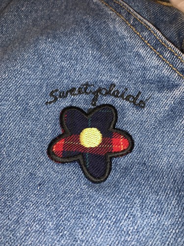 VTG 1997 Looney Tunes Tweety Denim Overall Sweetyplaids Buckleback Sz 16 Girl - Picture 7 of 10