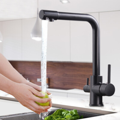 3 Wege Wasserhahn K??chenarmatur Sp??ltisch Mischbatterie Bad Wasserhahn Schwarz
