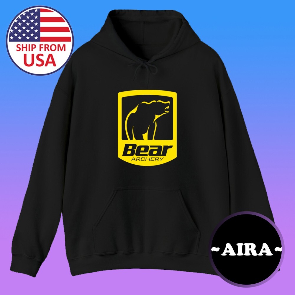 T-shirt Archery Bear Archery Homme - Coton Noir - Tailles S à 5XL - Idéal Chasse & Sport