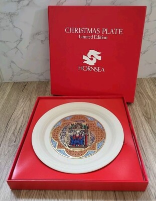 Hornsea Weihnachtsteller 1984 Ltd Ed verpackt Keramik emailliert 24 Kt Gold Trinity