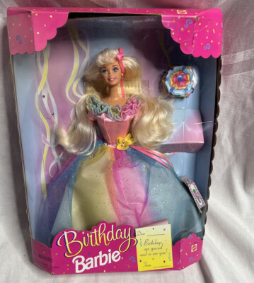 Birthday Barbie Doll ERROR Rainbow Shimmer Dress Mattel