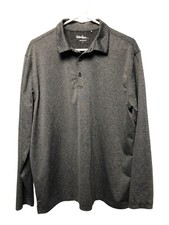 Walter Hagen Essentials Long Sleeve Polo Shirt Mens Size Large Gray Casual Comfy