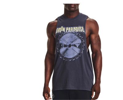 Under Armour Project Rock TankTop Mens Iron Paradise Blade Tempered Steel Muscle