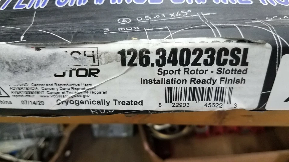 STOP TECH 126.34023CSL SPORT SLOTTED FRONT LEFT SIDE CRYO BRAKE ROTOR NIB - Image 2 of 3