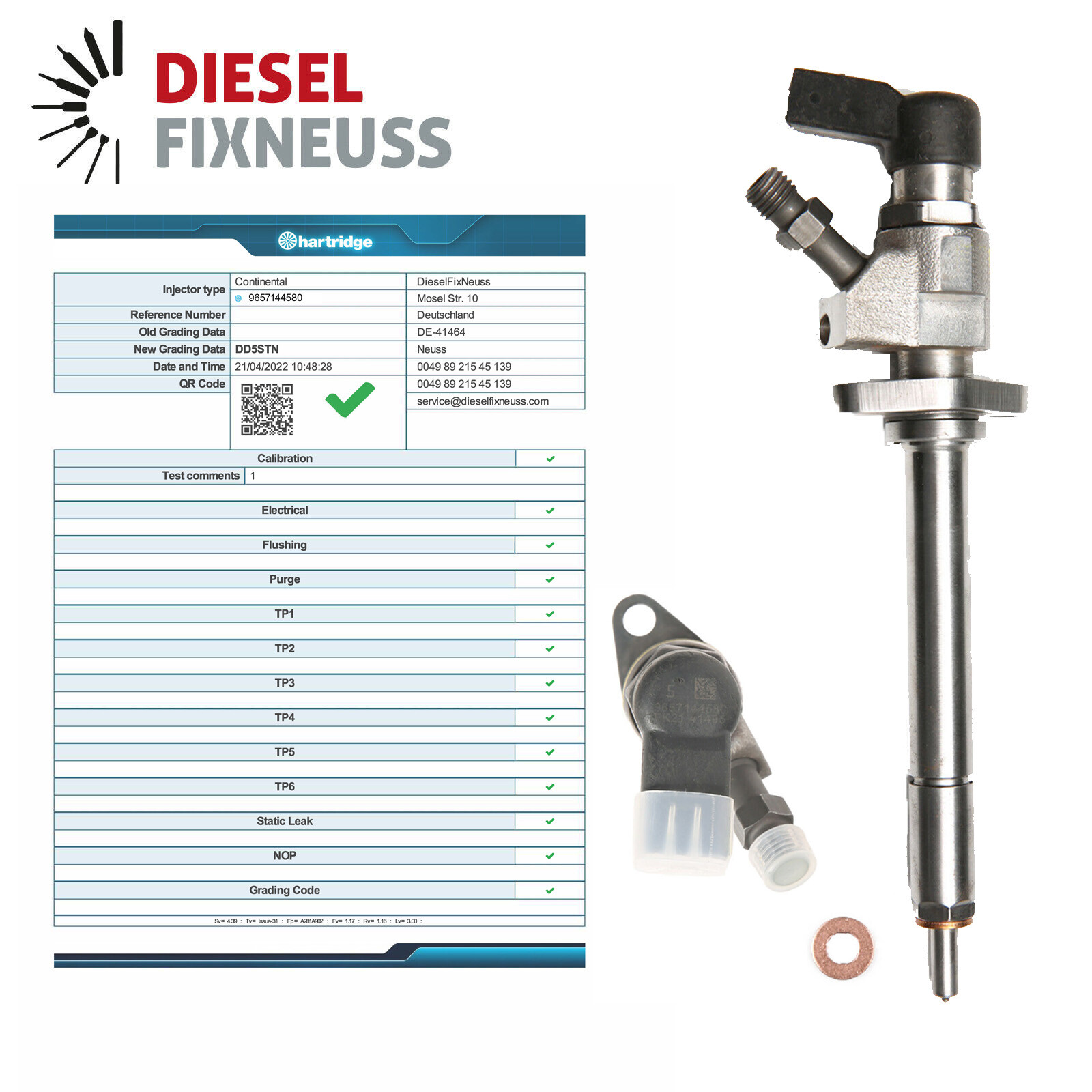 Injecteur Peugeot Citroen 2,0 HDI 9657144580-05 3M5Q9F593EA 1980J5 5WS40156Z