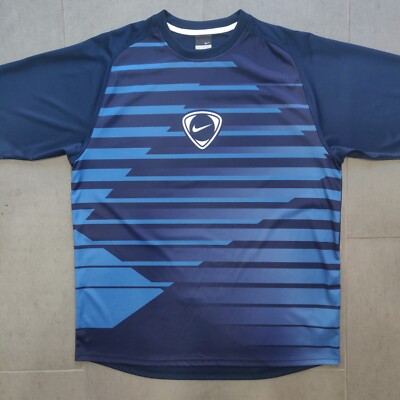 Y2K Nike Total 90 Blue Graphic Blank Soccer Jersey Mens XL T90