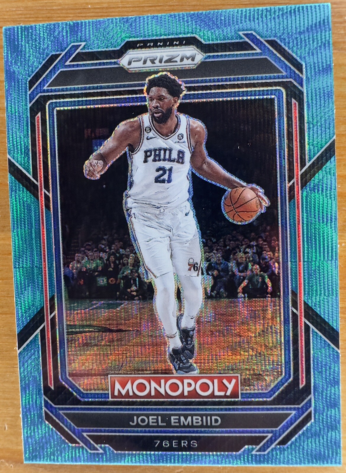 2022-23 Panini Prizm Monopoly Joel Embiid Teal Wave Prizm #67 76ERS