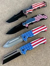 (WHOLESALE LOT x 12) ElitEdge Mixed State Flag Tactical Spring Pocket Knife