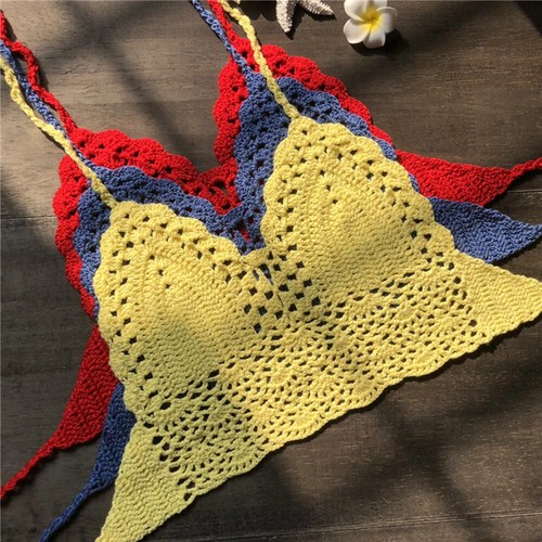 Holiday Halter Neck Vest Beachwear Knit Bralette Bra Boho Beach Camisoles Bikini - 第 19/29 張圖片