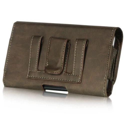 for LG G4 V10 Vista 2 - Horizontal Brown Leather Pouch Belt Clip Case Holster - Image 3 of 4