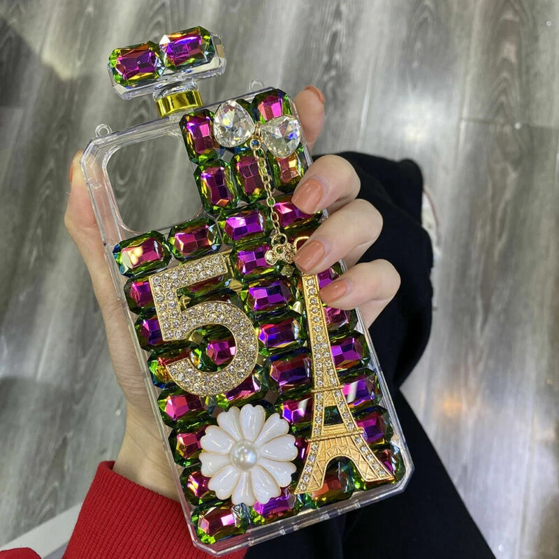 Funda protectora para botella de perfume diamante brillante brillante para iPhone 12 11 Pro XS Max XR 8 Foto 4 de 4