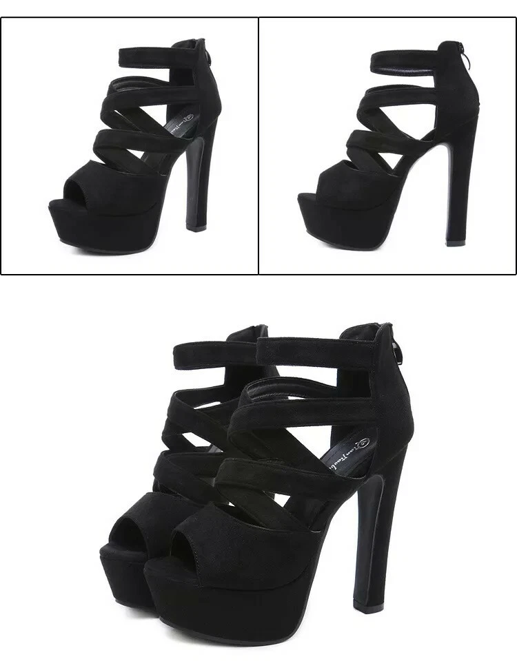 Sandalias de Moda Para Mujer Color Negro / Black High Heels Shoes - Image 4 of 4