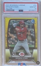 2023 Bowman Chrome Spencer Steer Yellow Refractor RC /75 PSA 10 Reds