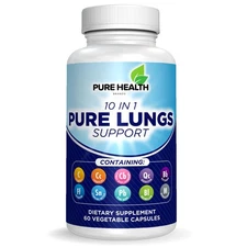 Pure Lungs Support – 10-in-1 Lung Cleanse & Detox Supplement for Smokers & Re...