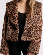 JUSTFAB CHEETAH ANIMAL PRINT FAUX FUR COZY WARM SOFT OPEN JACKET SIZE M