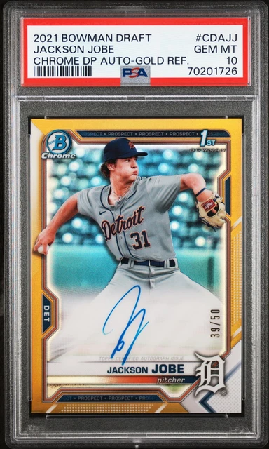 2021 BOWMAN DRAFT CHROME DP AUTOS GOLD REFRACTOR JACKSON JOBE 39/50 PSA 10 AUTO