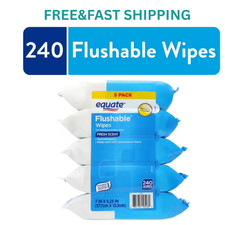 Equate Flushable Wet Wipes,Fresh Scent, 240 Wipes, 5 Pack,Compare to Cottonelle 