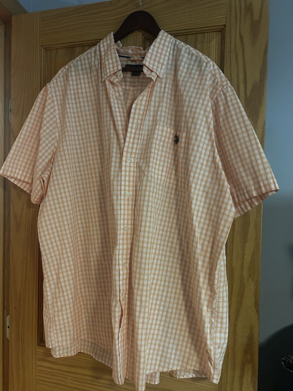 Polo Ralph Lauren Men's 2xlt Orange/white Shirt Sleeve Shirt