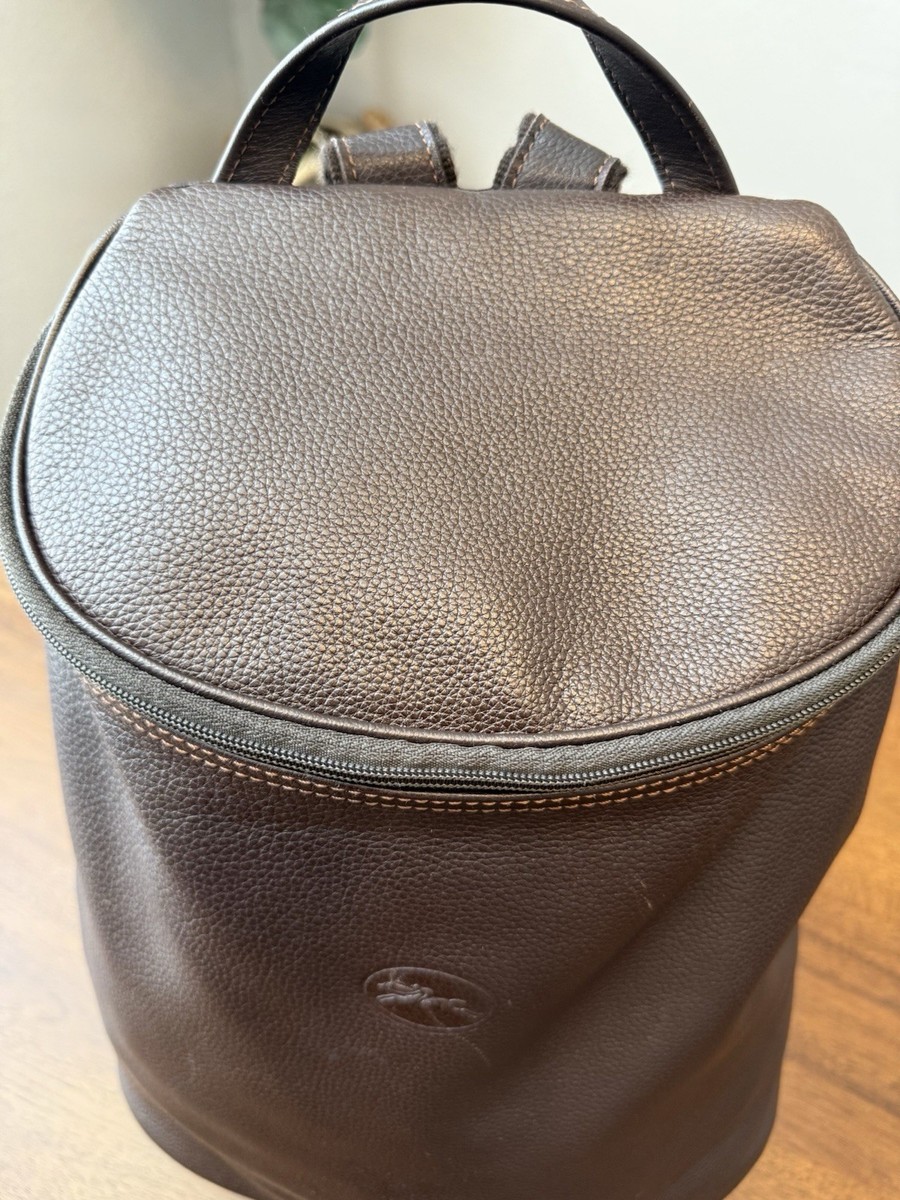 Longchamp Brown Pebbled Leather Vintage Backpack | eBay display picture 3