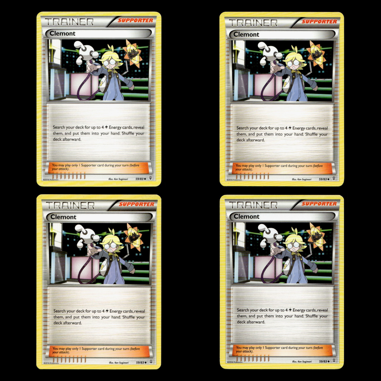 4x Clemont 59 XY Generations 2016 Pokemon Cards Playset Play Set Deck Building