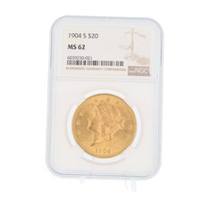 1904 $20 Liberty Head Double Eagle 90% Fine Gold Coin NGC MS 62