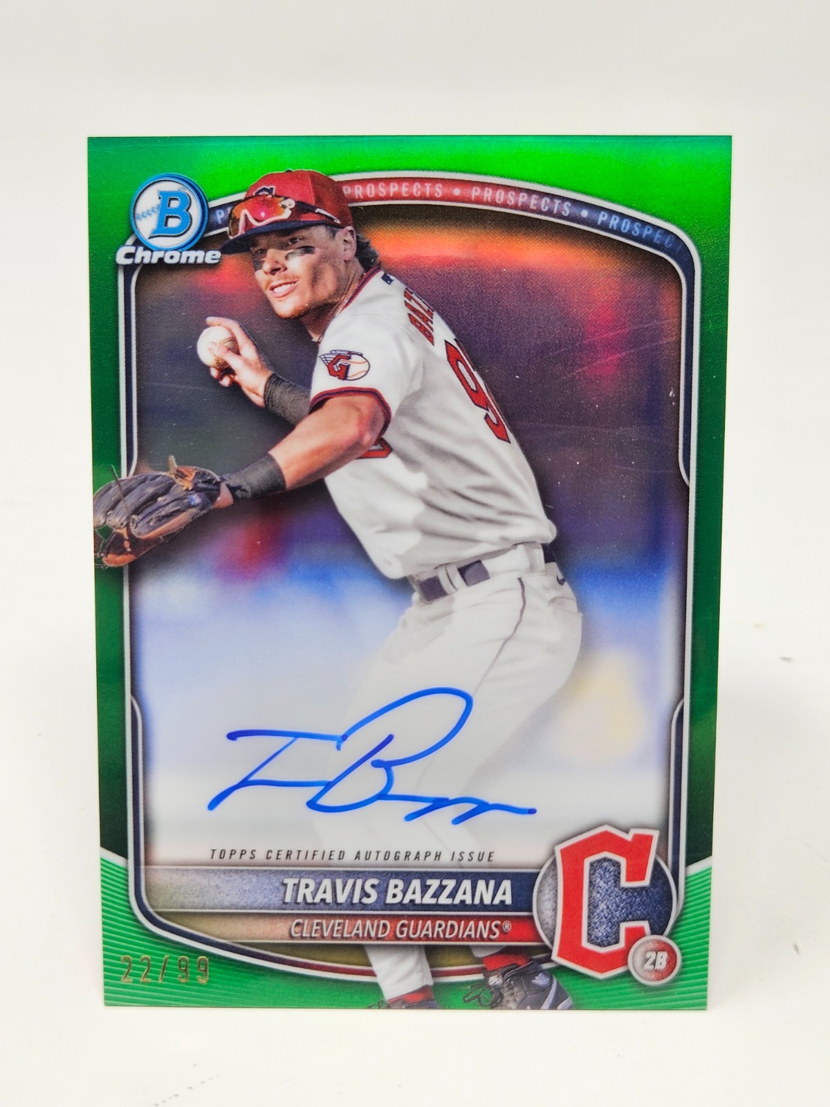 TRAVIS BAZZANA 2025 BOWMAN CHROME TRUE GREEN REFRACTOR AUTO /99 CPA-TB