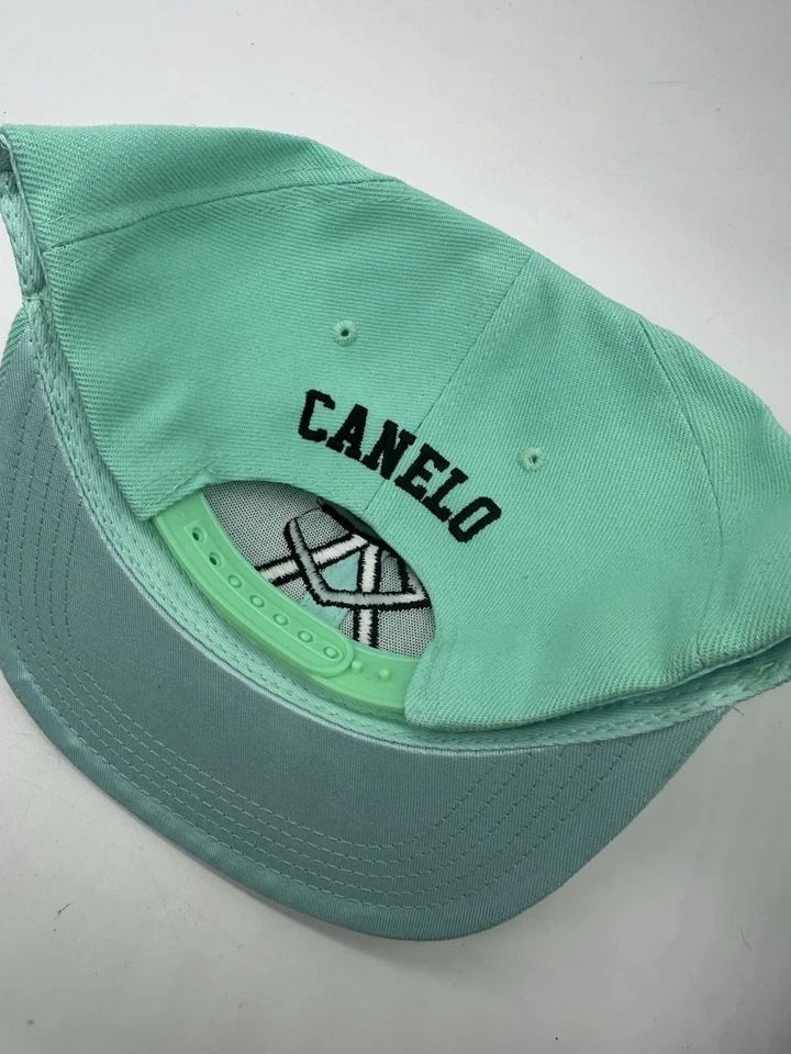 Chapéu de beisebol Canelo Saul Álvarez boxe Snapback Tiffany azul-petróleo preto puff RARO - Imagem 4 de 4