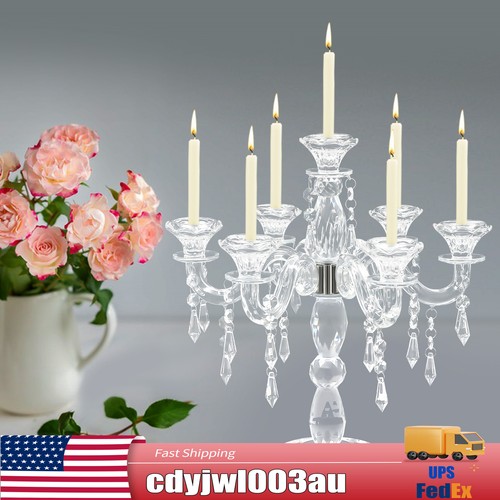 Crystal Candle Holder Candelabra 7-arm Wedding Birthday Party Gift Candlestick