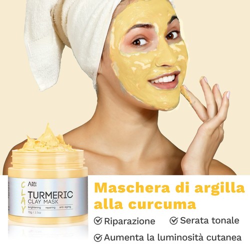 Anairui Maschera Viso Curcuma - Maschera All'Argilla Disintossicante Tè Verde - - Foto 3 di 10